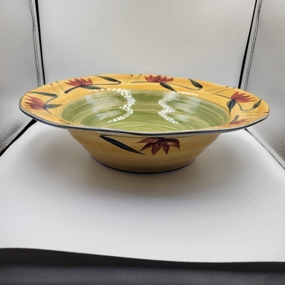 Pier 1 Elizabeth Hand Painted Stoneware Large Serving Bowl - Picture 2 of 5